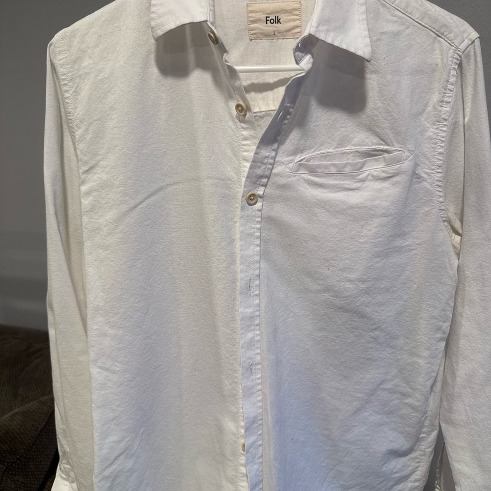 Folk Men's Classic White Button Down Shirt